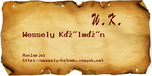Wessely Kálmán névjegykártya